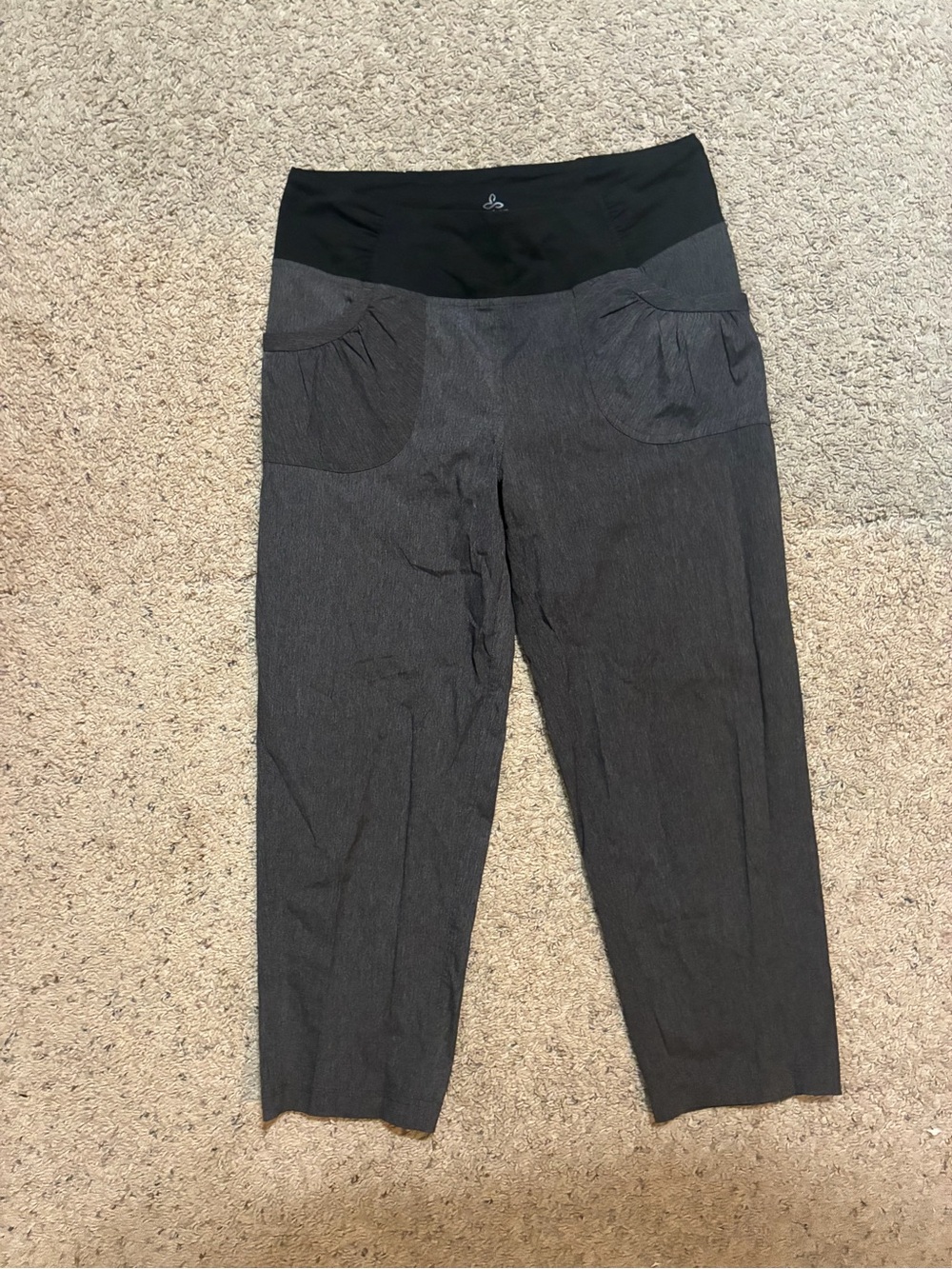 Prana Gray cropped pants with Black Waistband